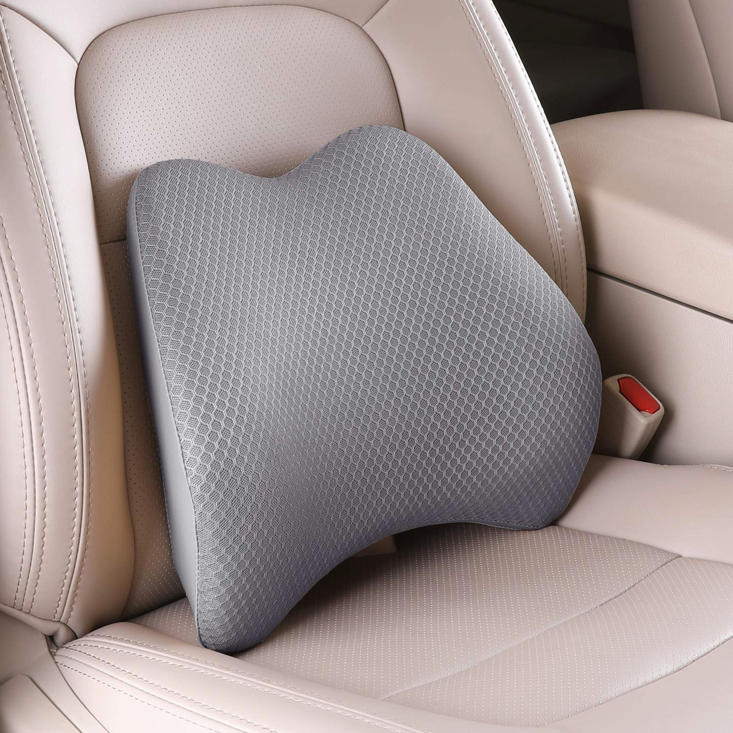 Lumbar Support Pillow for Car, Memory Foam Back Support Cushion Universal Fit for Car, SUV, Truck, Office Chair, Wheelchair (Black)