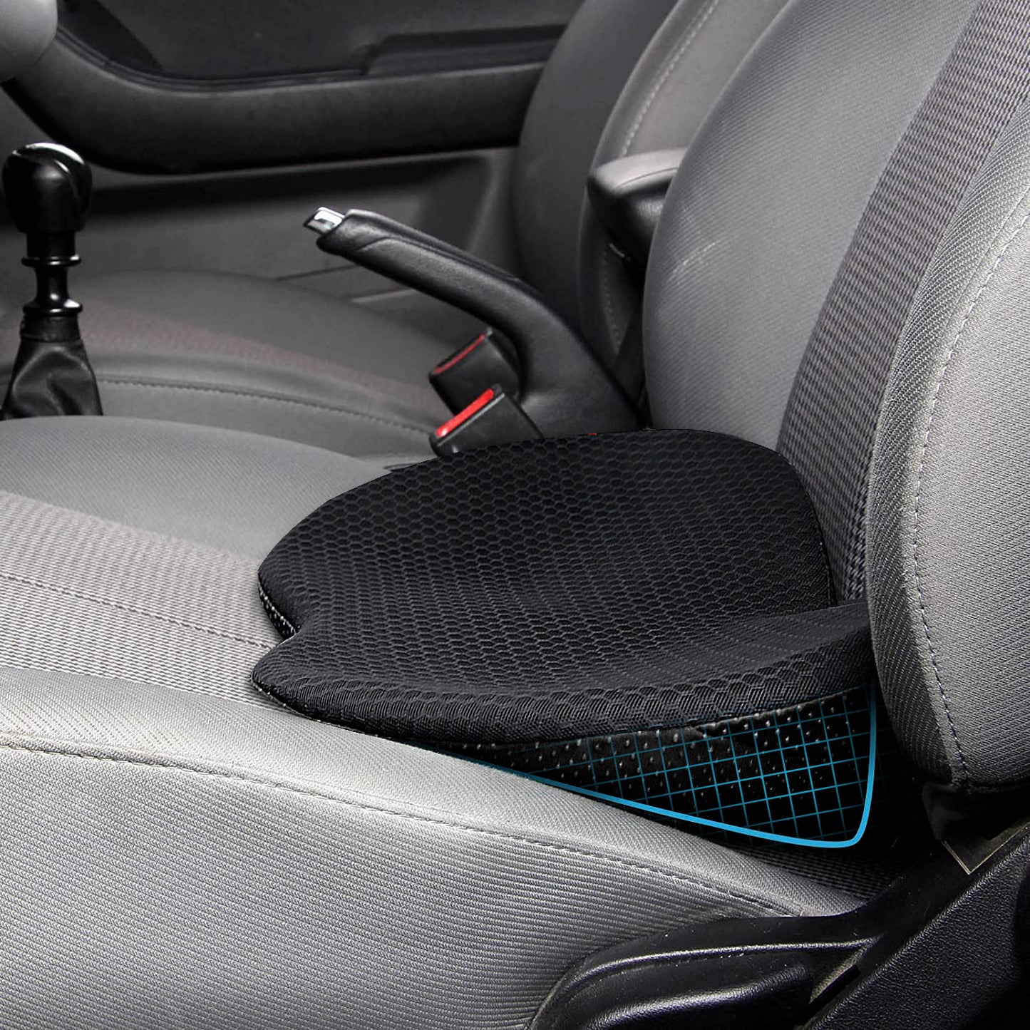 Livtribe  Car Seat Cushion - Memory Foam Car Seat Pad - Sciatica & Lower Back Pain Relief - Car Seat Cushions for Driving - Road Trip Essentials for Drivers(Black)