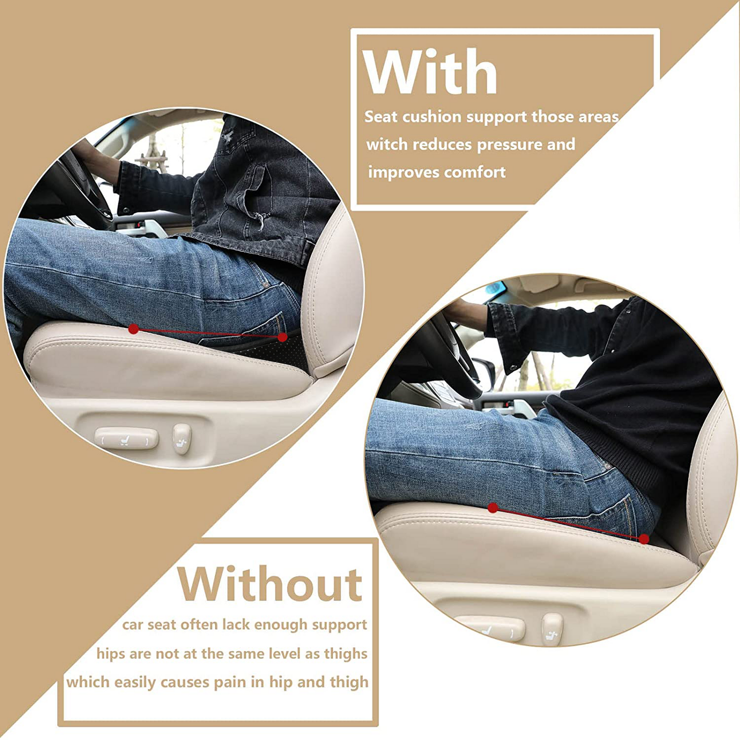 Livtribe  Car Seat Cushion - Memory Foam Car Seat Pad - Sciatica & Lower Back Pain Relief - Car Seat Cushions for Driving - Road Trip Essentials for Drivers(Black)