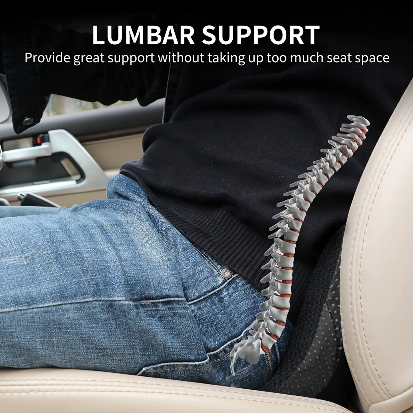 Livtribe  Car Seat Cushion - Memory Foam Car Seat Pad - Sciatica & Lower Back Pain Relief - Car Seat Cushions for Driving - Road Trip Essentials for Drivers(Black)