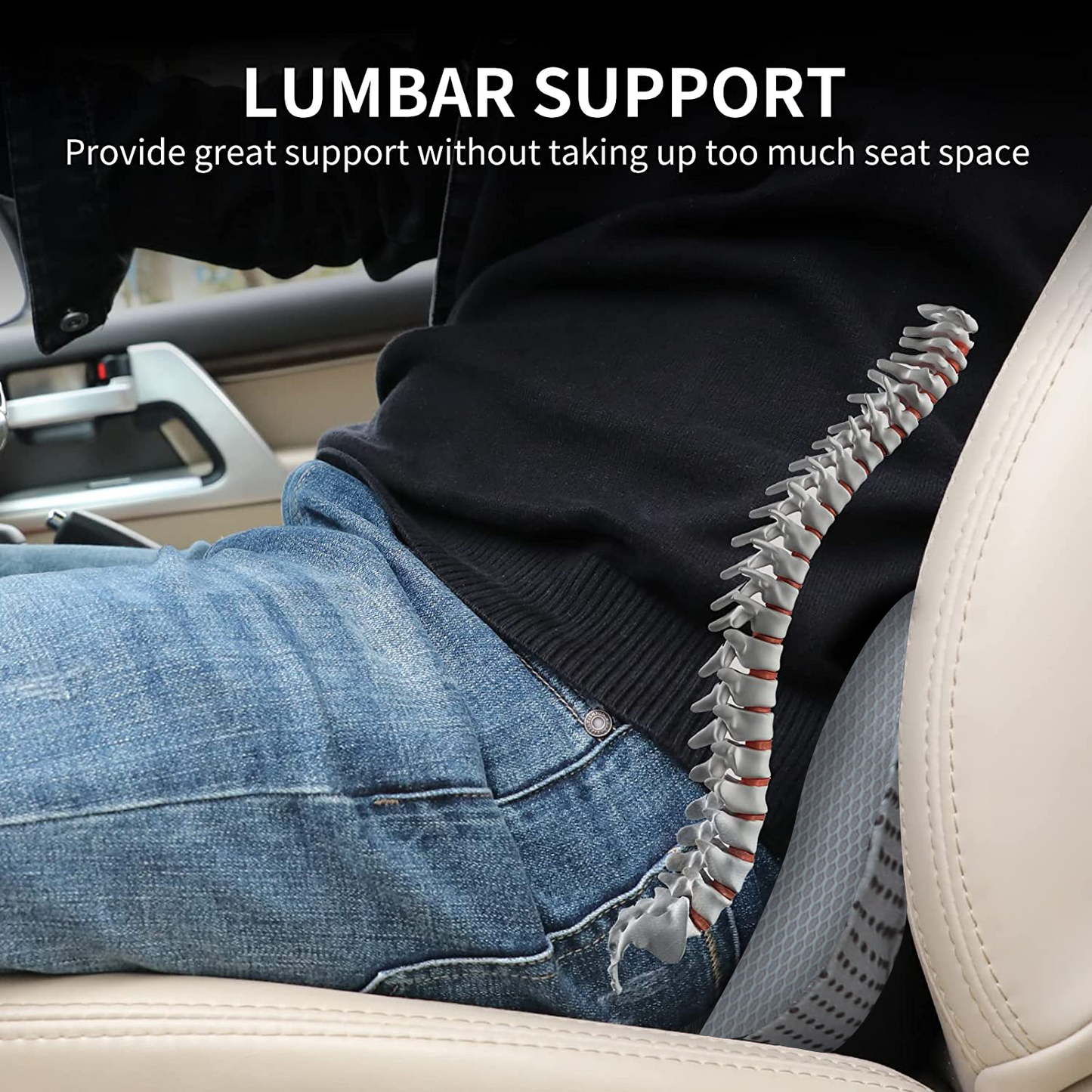 Livtribe  Car Seat Cushion - Memory Foam Car Seat Pad - Sciatica & Lower Back Pain Relief - Car Seat Cushions for Driving - Road Trip Essentials for Drivers(Grey)