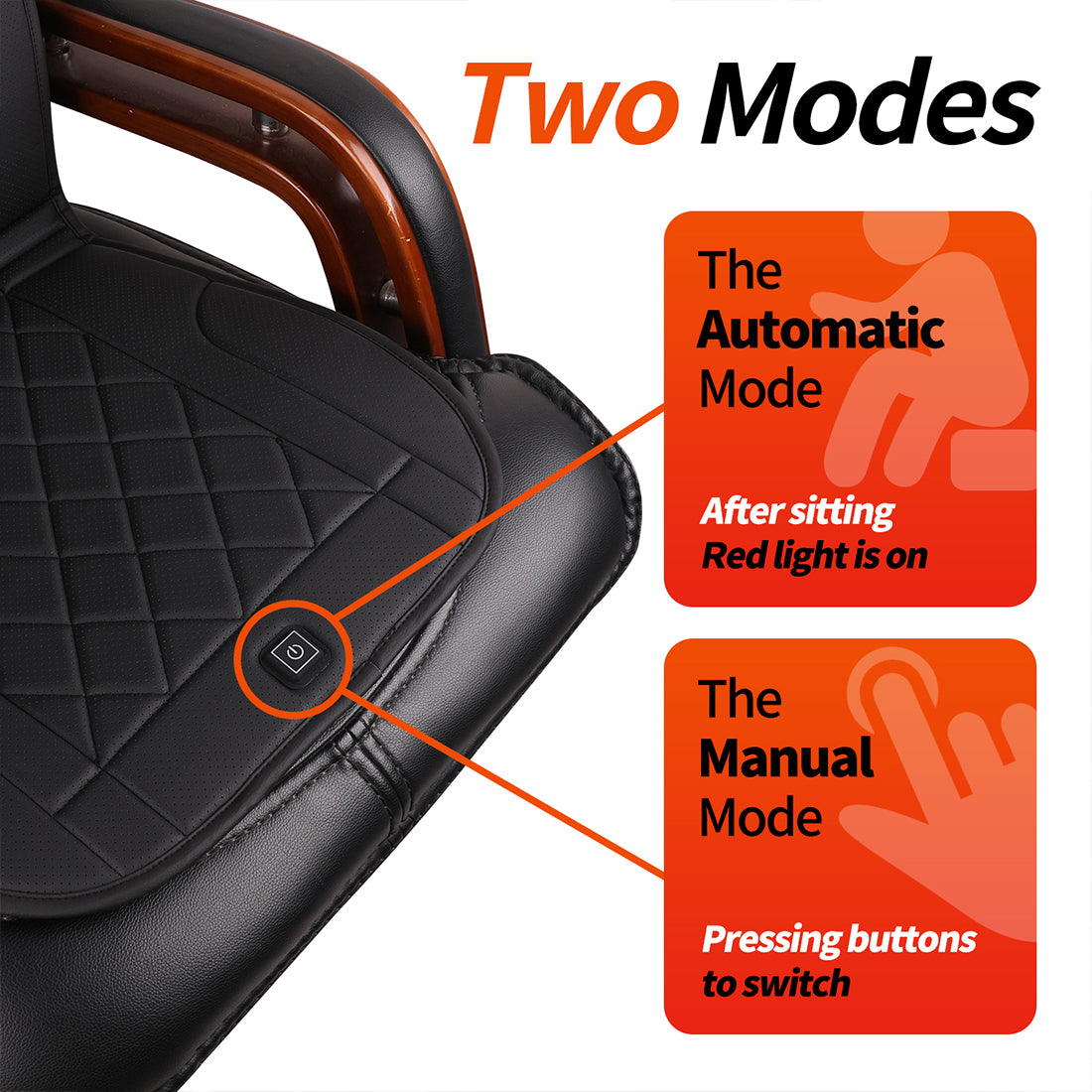 KINGLETING Heated Seat Cushion with Pressure Sensitive Switch, Heat Seat Cover for Home, Office Chair and More(Back and Seat)