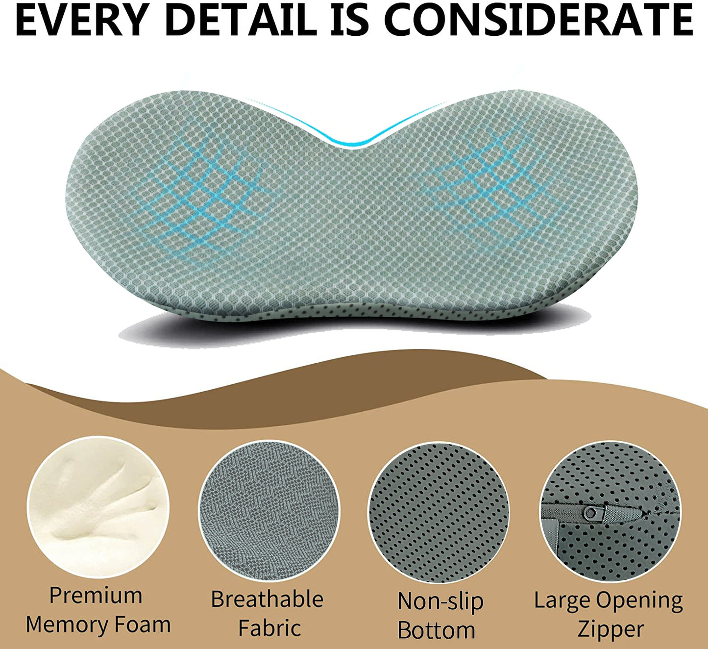 Livtribe  Car Seat Cushion - Memory Foam Car Seat Pad - Sciatica & Lower Back Pain Relief - Car Seat Cushions for Driving - Road Trip Essentials for Drivers(Grey)