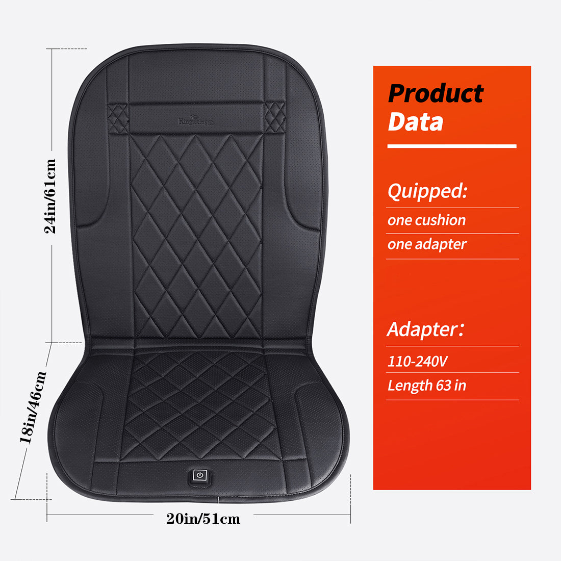KINGLETING Heated Seat Cushion with Pressure Sensitive Switch, Heat Seat Cover for Home, Office Chair and More(Back and Seat)