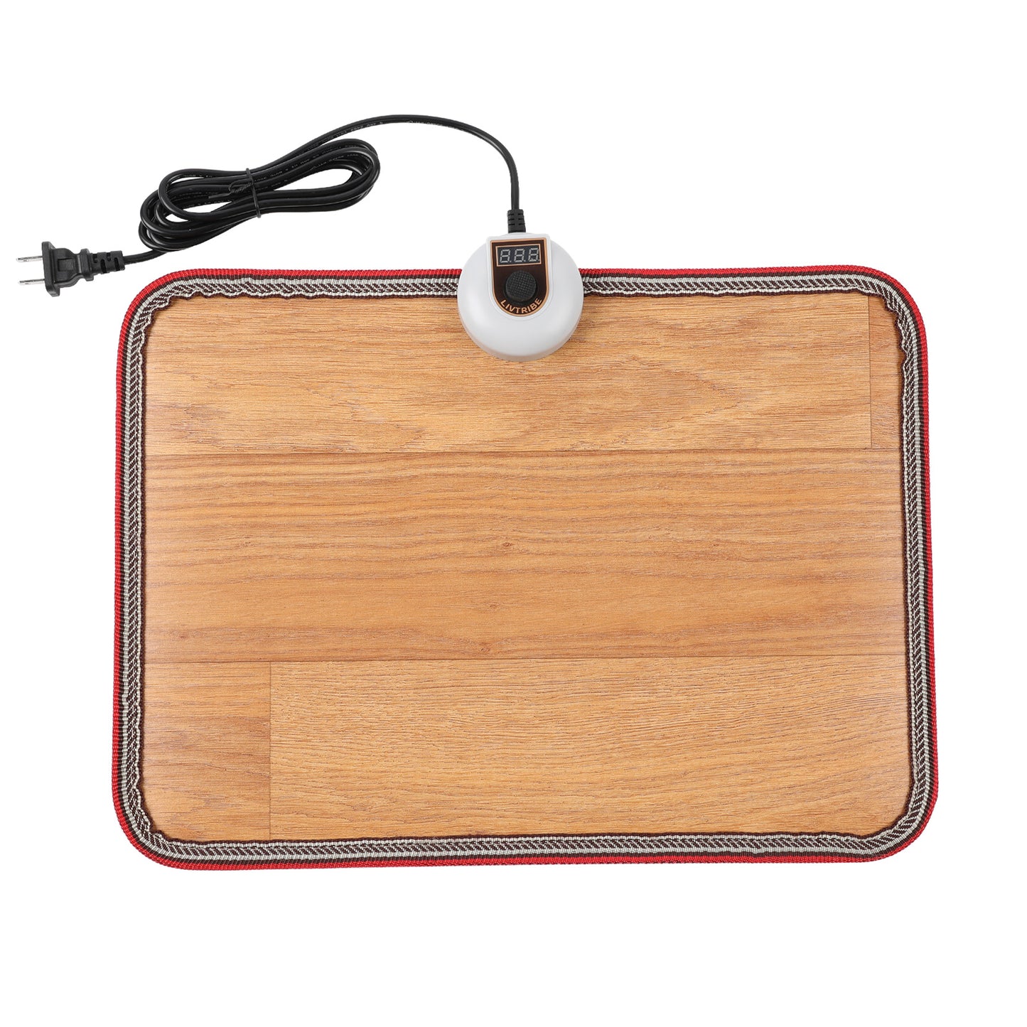 AC 230V Heated Floor Mat for Foot, Carbon Crystal Heating Pad, Electric Heated Foot Warmers for Office, Home（Brown）