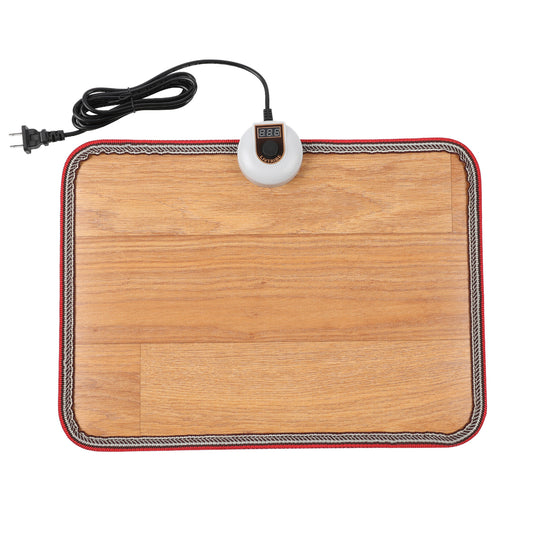 AC 230V Heated Floor Mat for Foot, Carbon Crystal Heating Pad, Electric Heated Foot Warmers for Office, Home（Brown）