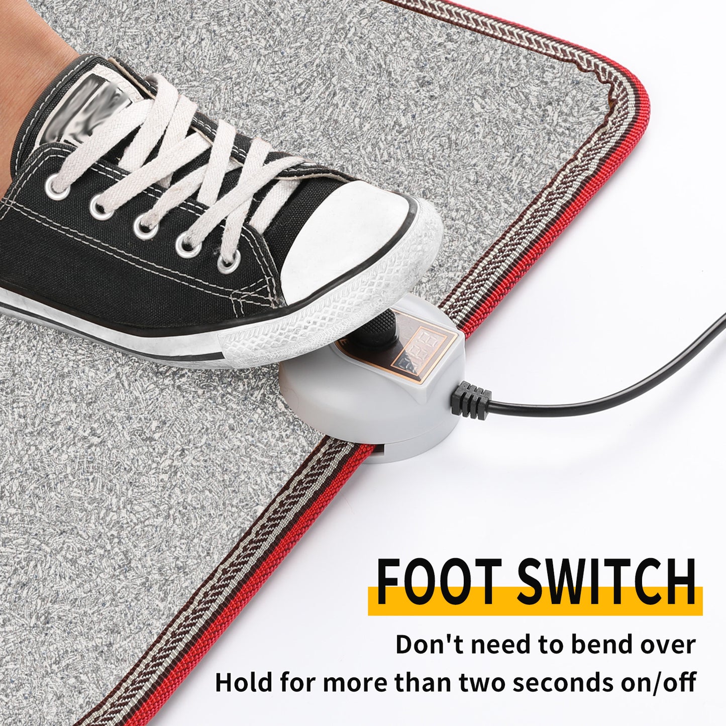 AC 230V Heated Floor Mat for Foot, Carbon Crystal Heating Pad, Electric Heated Foot Warmers for Office, Home（Grey）