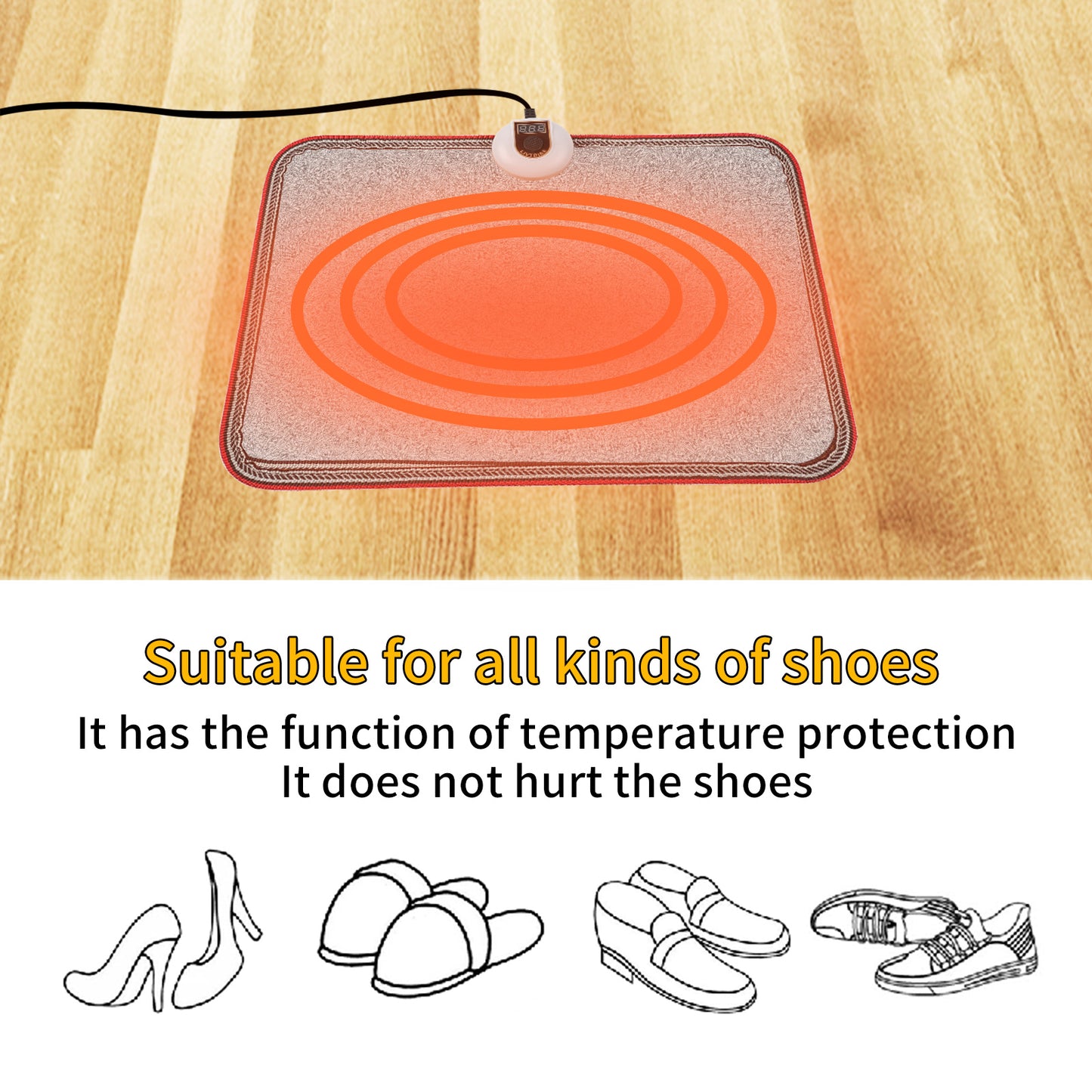 AC 230V Heated Floor Mat for Foot, Carbon Crystal Heating Pad, Electric Heated Foot Warmers for Office, Home（Grey）