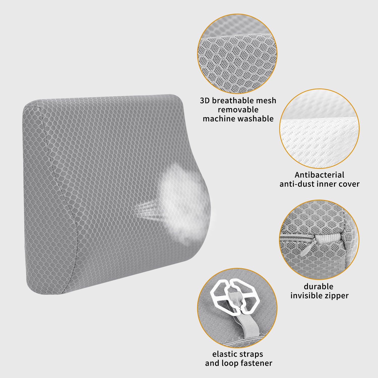 A0697 Tcare Inflatable Lumbar Support Back Cushion with 3D Mesh Cover –