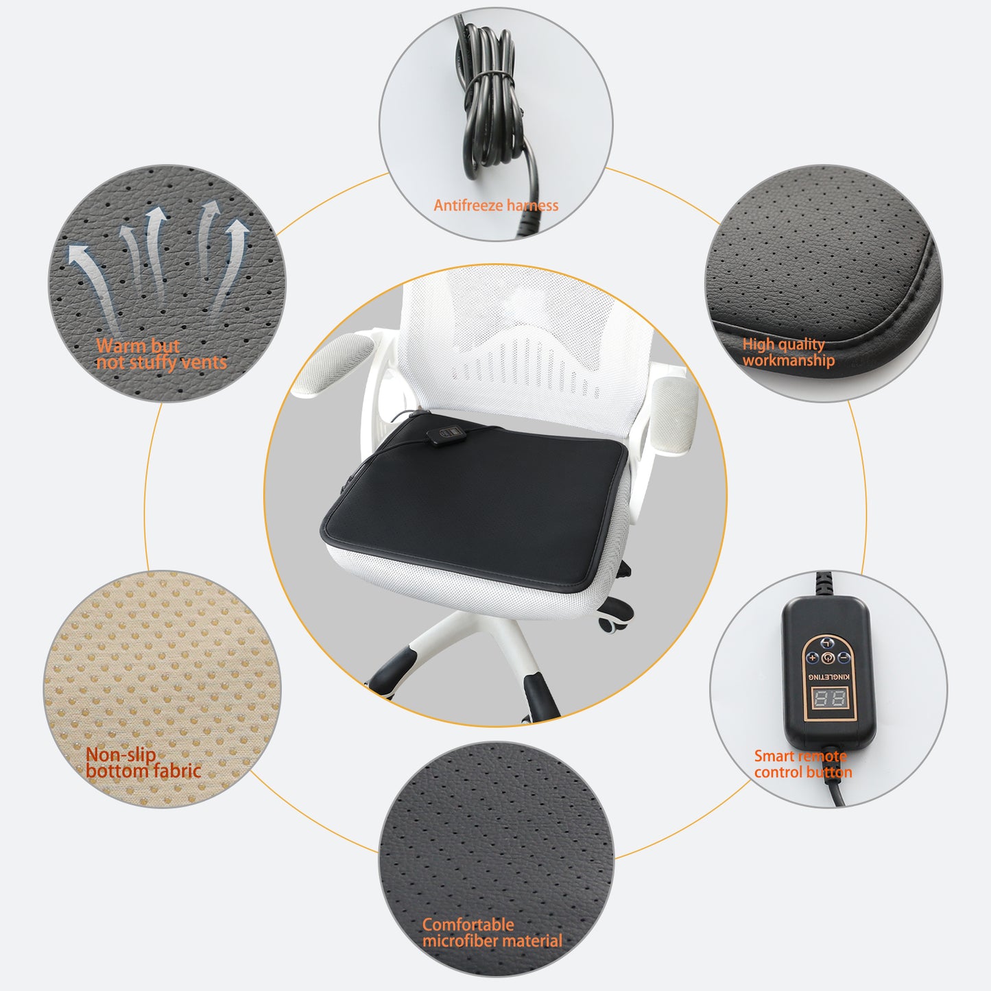 Livtribe Heated Seat Cushion with Intelligent Temperature Controller(Black)