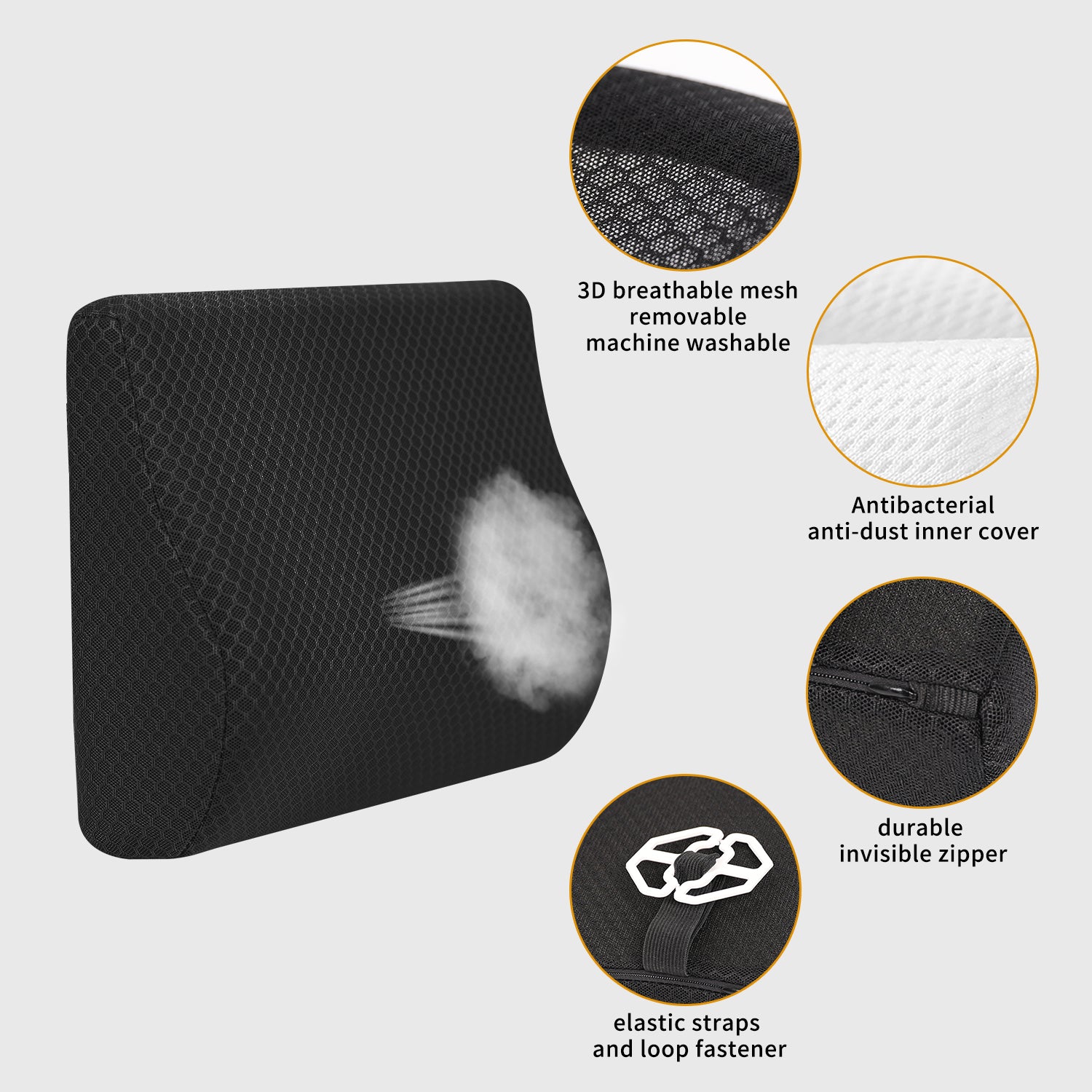 Mesh Car Pillow Lumbar Support Pillow Car Seat Waist Cushion