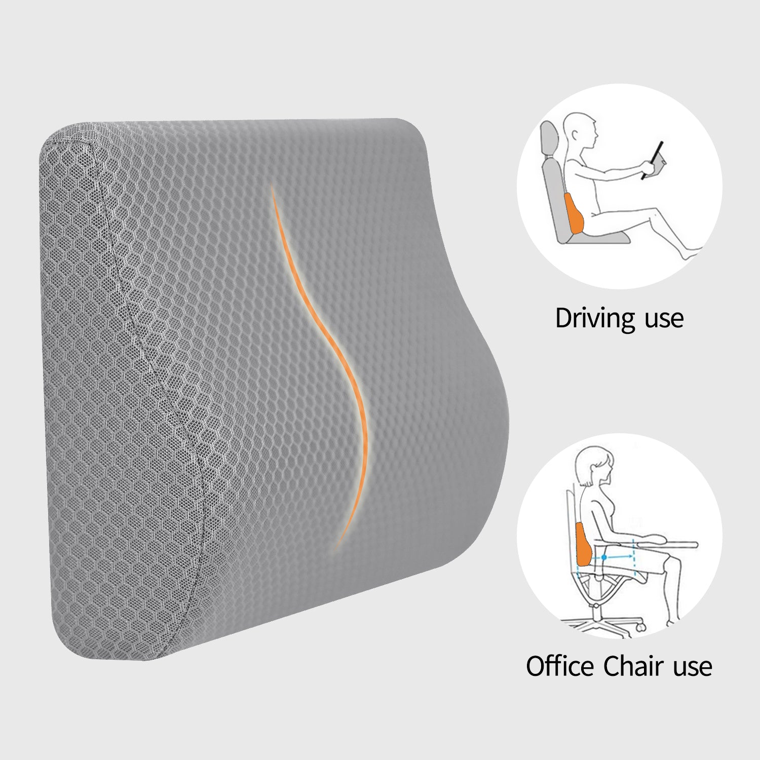 Niceeday Memory Foam Lumbar Support Pillow for Office Chair Car Lumbar Pillow Back Cushion, Black, Size: Standard