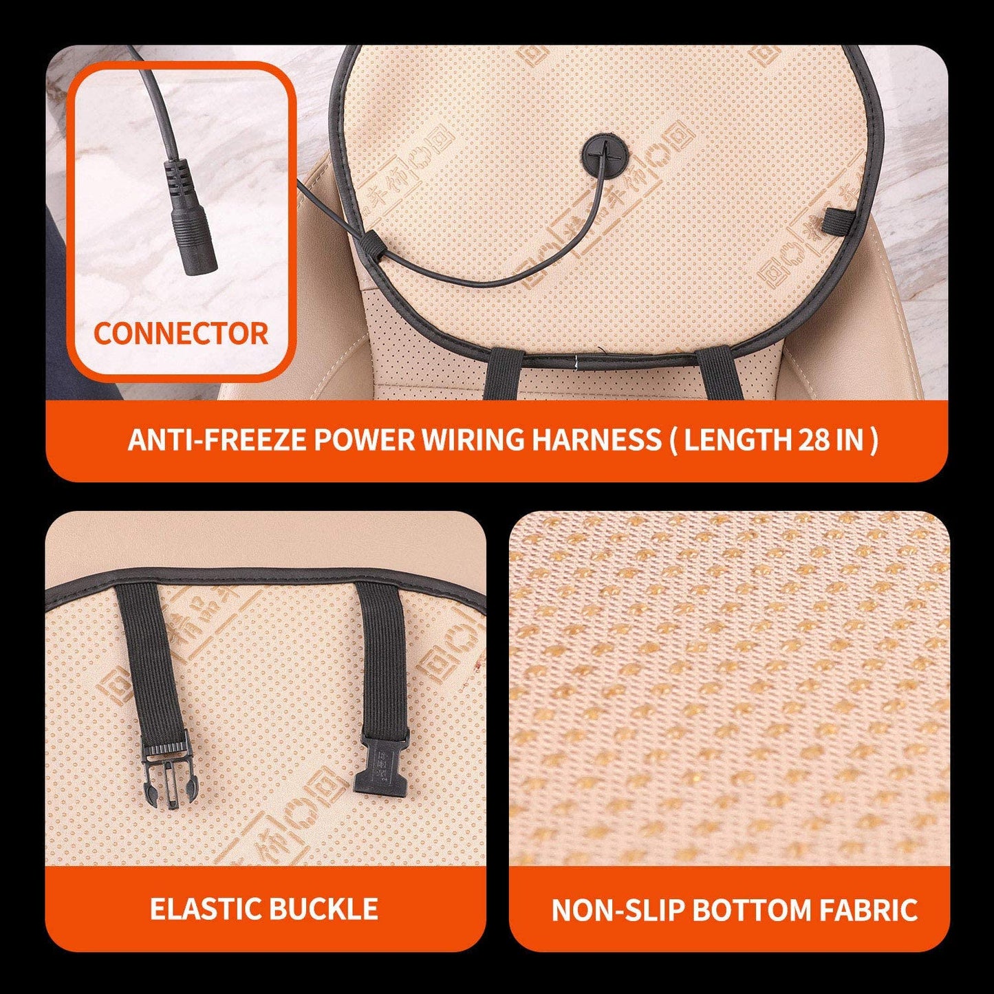 KINGLETING Heated Seat Cushion with Pressure-Sensitive Switch,Heated Seat Cover for Winter(Black)