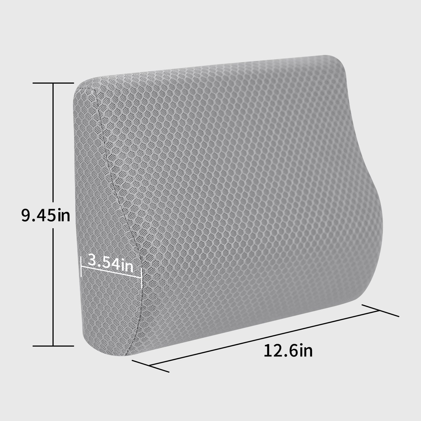 Memory Foam Lumbar Support Pillow for Car - Mid/Lower Back Support Cushion for Car Seat (Grey)