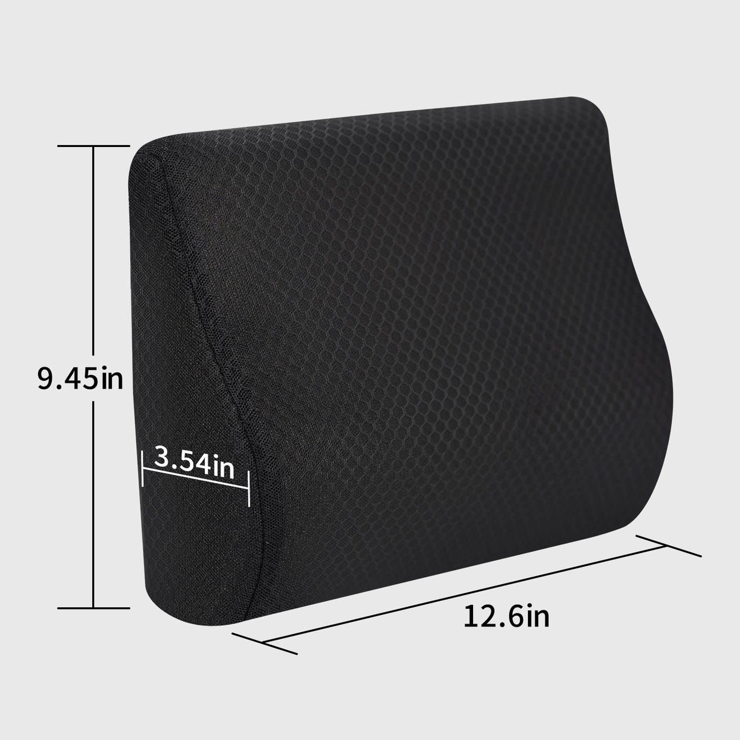 Memory Foam Lumbar Support Pillow for Car - Mid/Lower Back Support Cushion for Car Seat (Black)