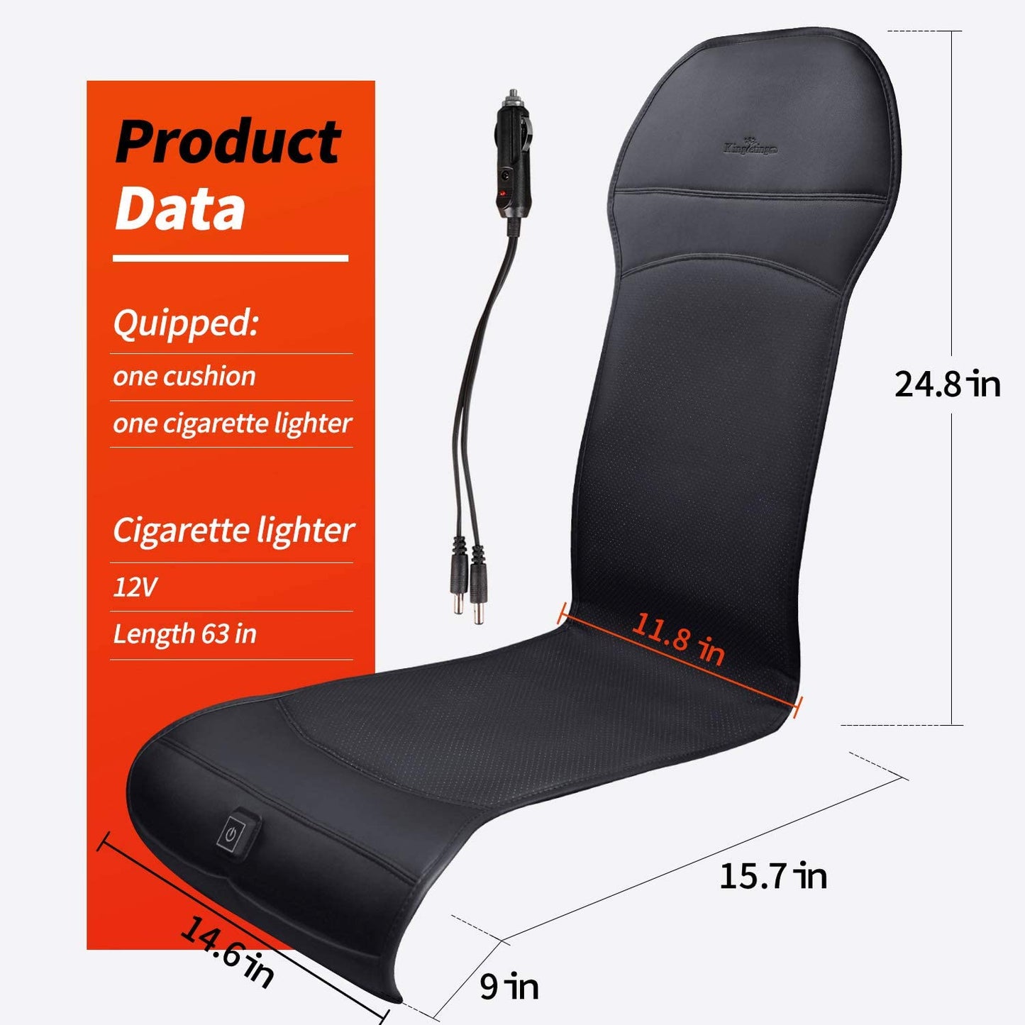 KINGLETING Heated Seat Cushion with Pressure-Sensitive Switch,Heated Seat Cover for Winter(Black)
