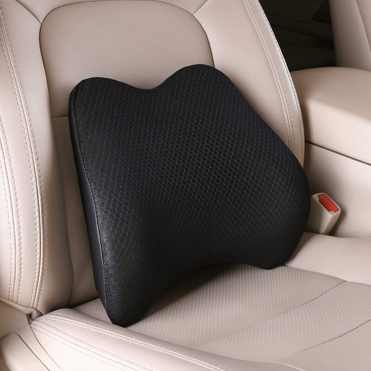 Lumbar Support Pillow for Car, Memory Foam Back Support Cushion Universal Fit for Car, SUV, Truck, Office Chair, Wheelchair (Black)