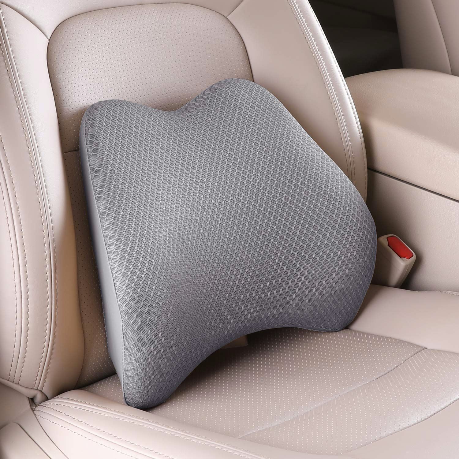 Car Truck Chair Faux Leather Lumbar Support Pillow Memory Form